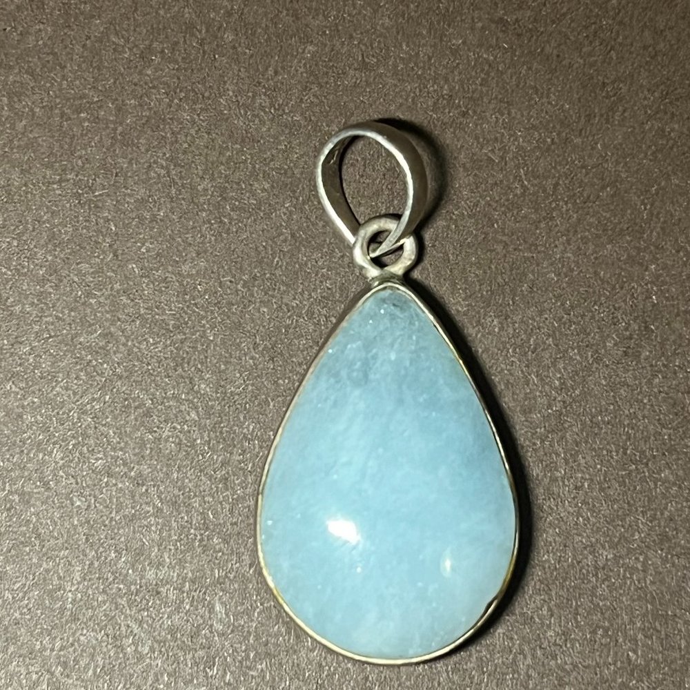 Blue Opaque Aquamarine Pendant (Pendant Only, No Chain)